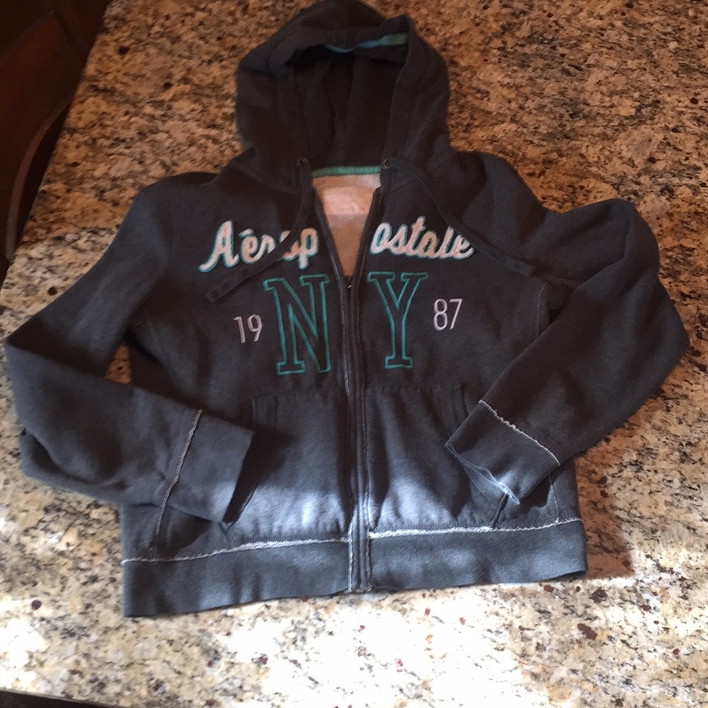 Aeropostale XL Grey Full Zip Hoodie Sweatshirt